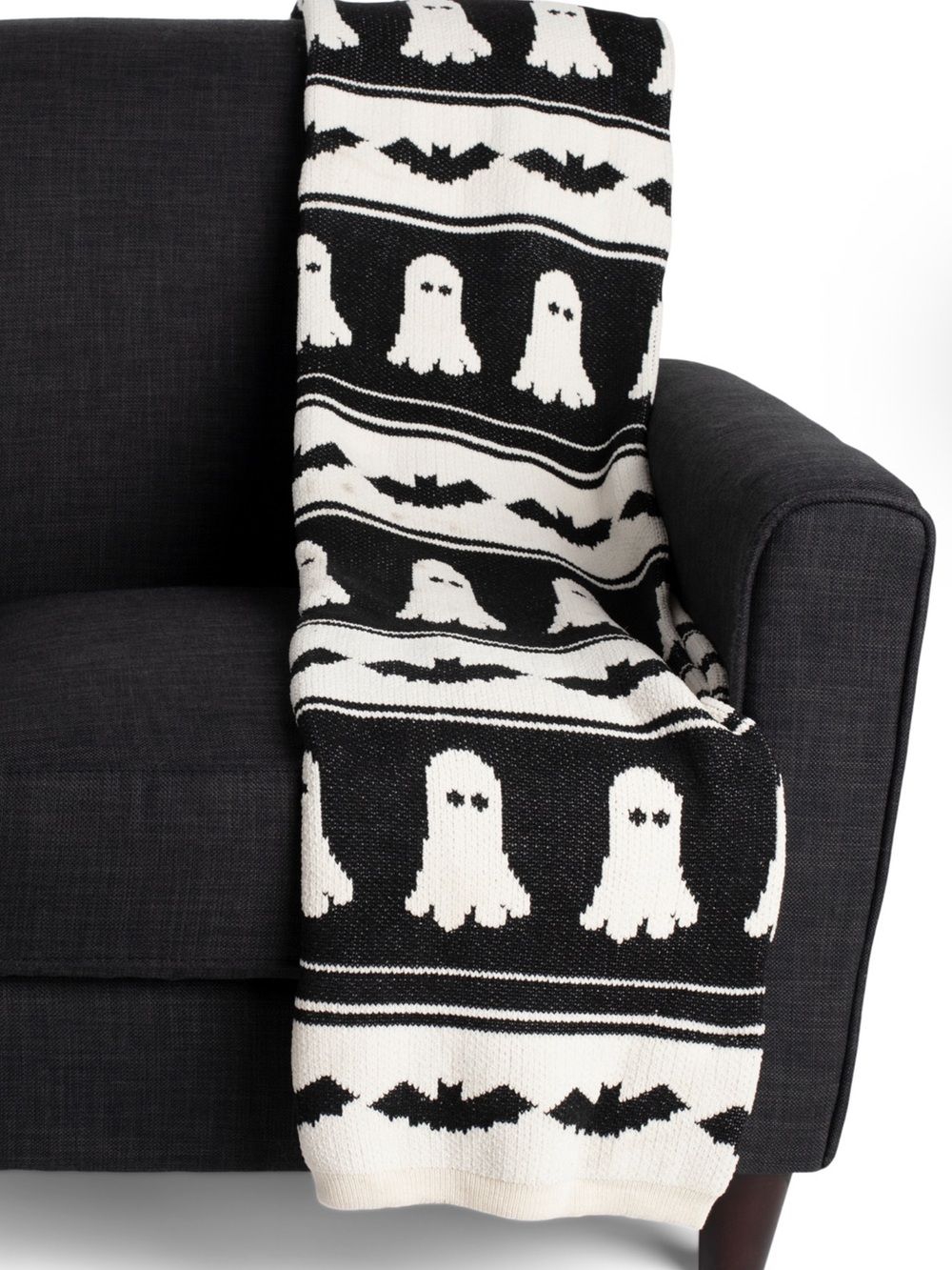 MAGASCHONI Striped Ghost Bat Chenille Knit Throw